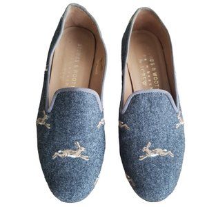 J. Crew /Stubbs & Wootton Gray Collab Classic Flannel Loafers Rabbit /Hare W(6)